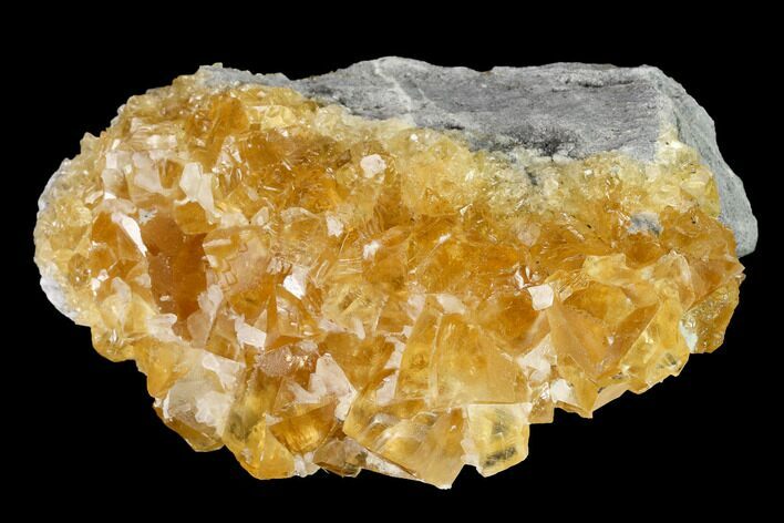 Lustrous, Golden Calcite Crystal Cluster - Fluorescent! #146687